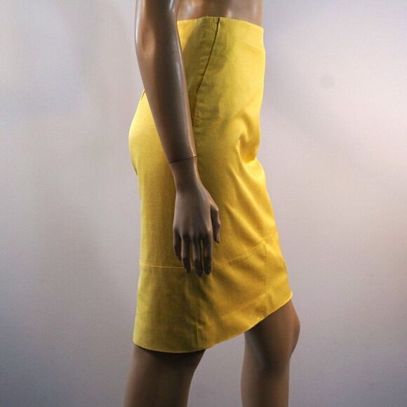 Classiques Entier Yellow Skirt Women Sz 2 Cotton Linen Blend Lined Back Slit - Picture 4 of 9